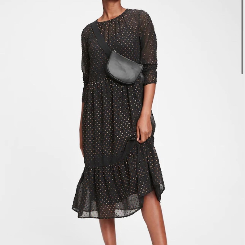 Brand new black and gold midi dress